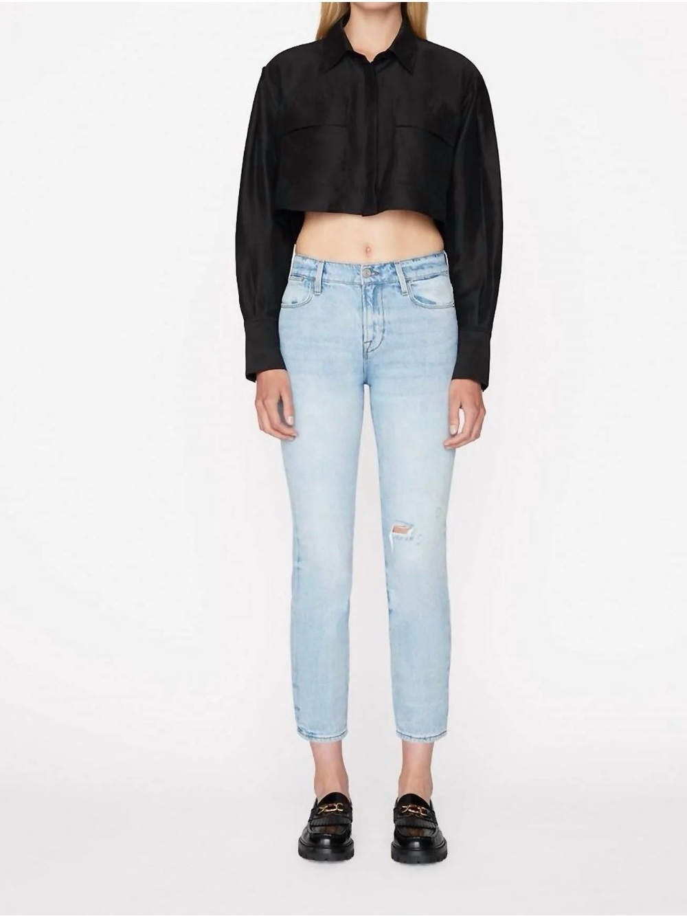 Frame ‘Le High Straight’ in color way Winslow Blue size 28